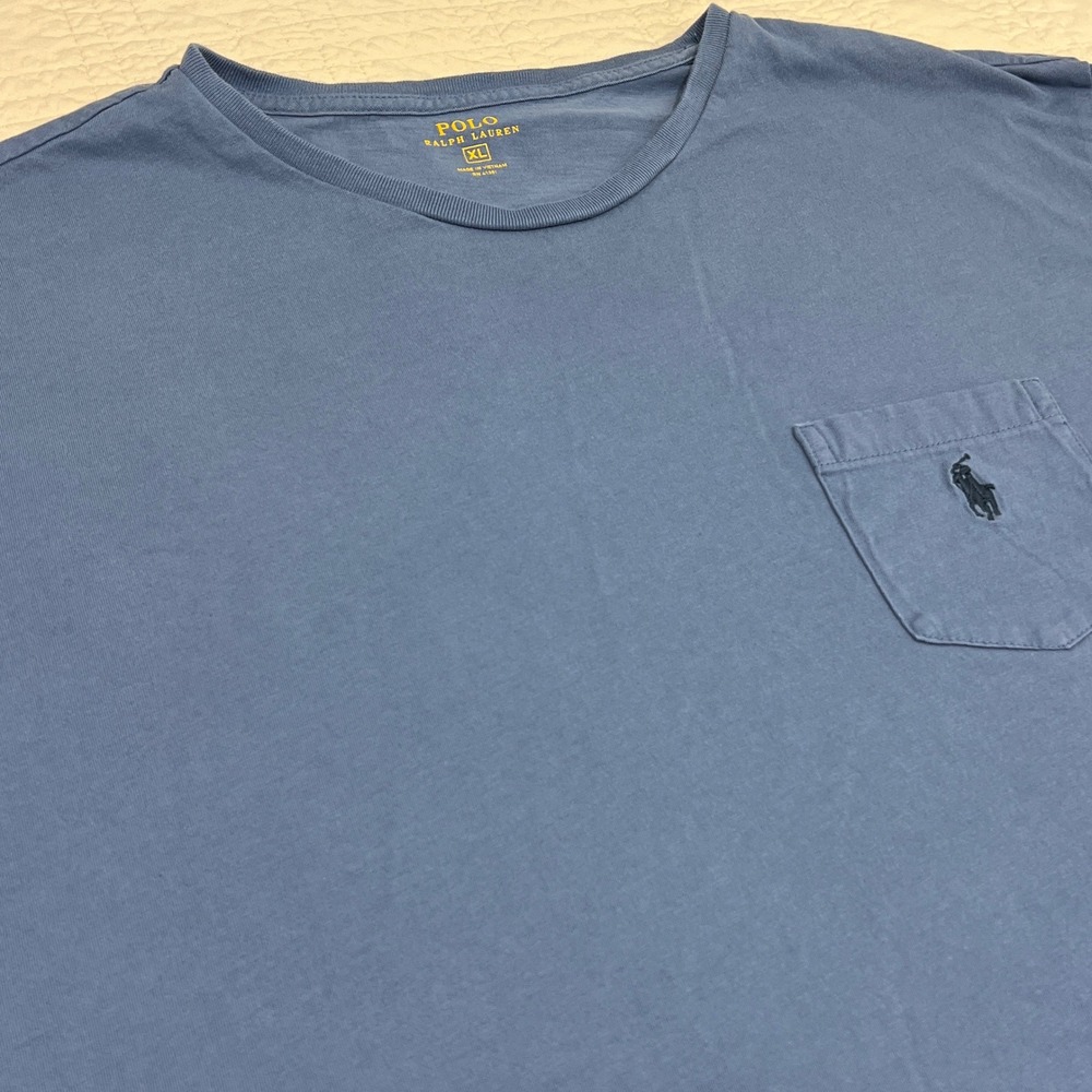 Polo Ralph Lauren Mens XL Blue Short Sleeve Pocket T-Shirt Embroidered Pony Logo